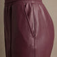 Leather Drawstring Wide Leg Pants