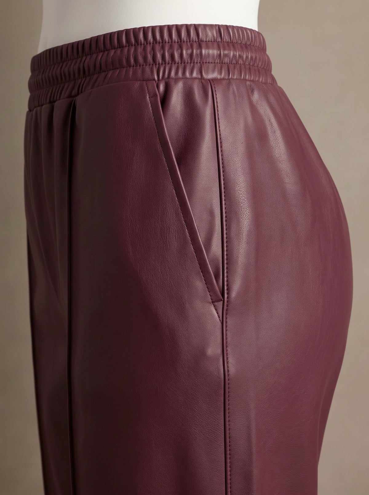 Leather Drawstring Wide Leg Pants