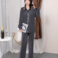 2pcs Set Plain & Simple Daily Long Sleeve Blouse And pants