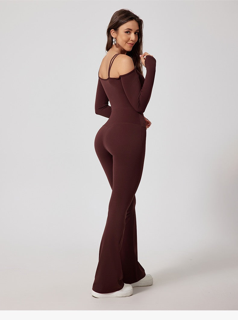 Slim-Fitting Jumpsuit For Women, Off-Shoulder Sports Wear