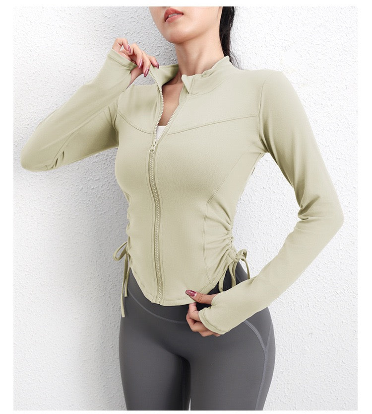 Solid Color Front Zipper Long Sleeve Jacket