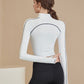 Zip Front Color Block Long Sleeve Top And Leggings Sports Suit