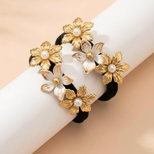 2 Pcs Golden Pearl Floral Ties.