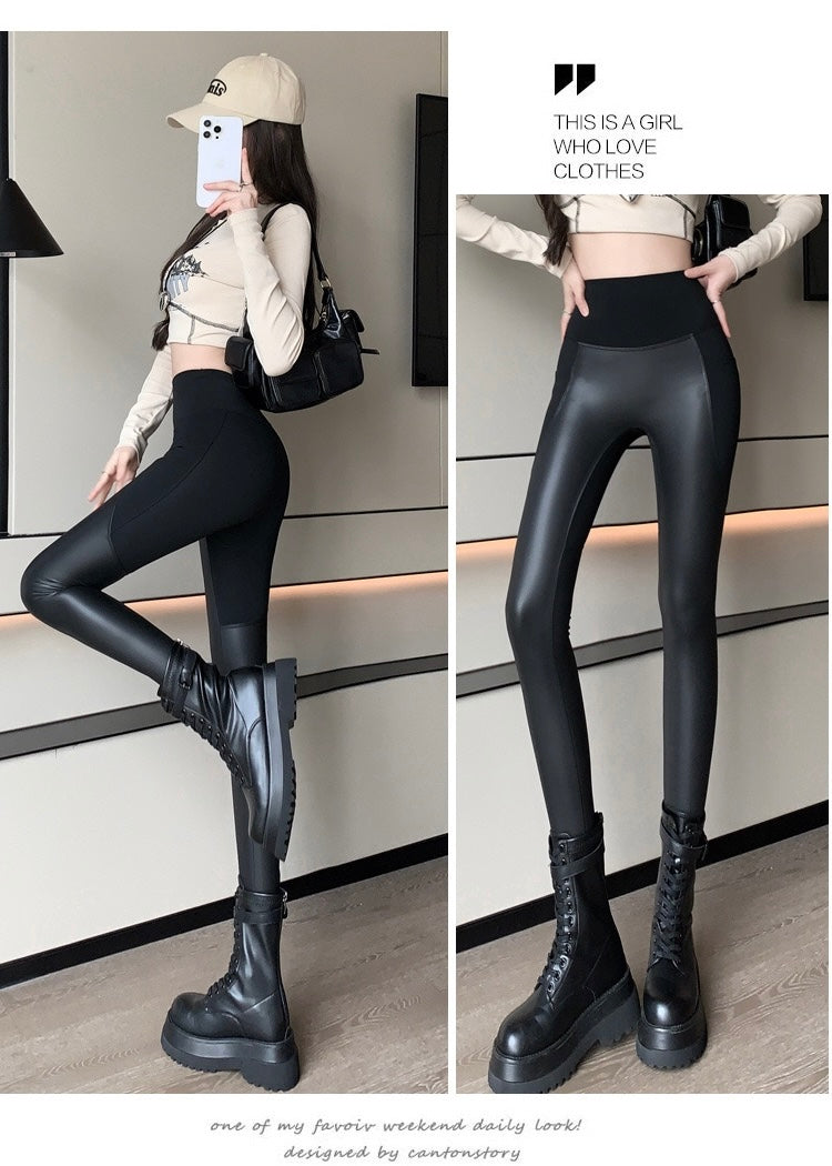 Leather Pocketed Athletic Leggings