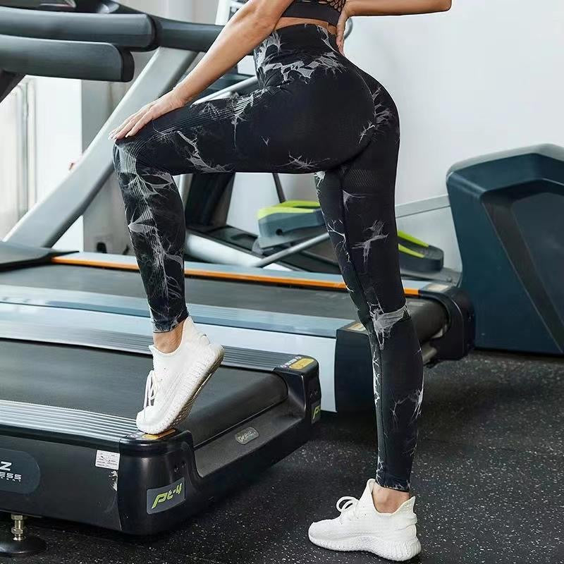 Yoga Trendy Sport Lifespree Seamless Tie Dye Sports Leggings.