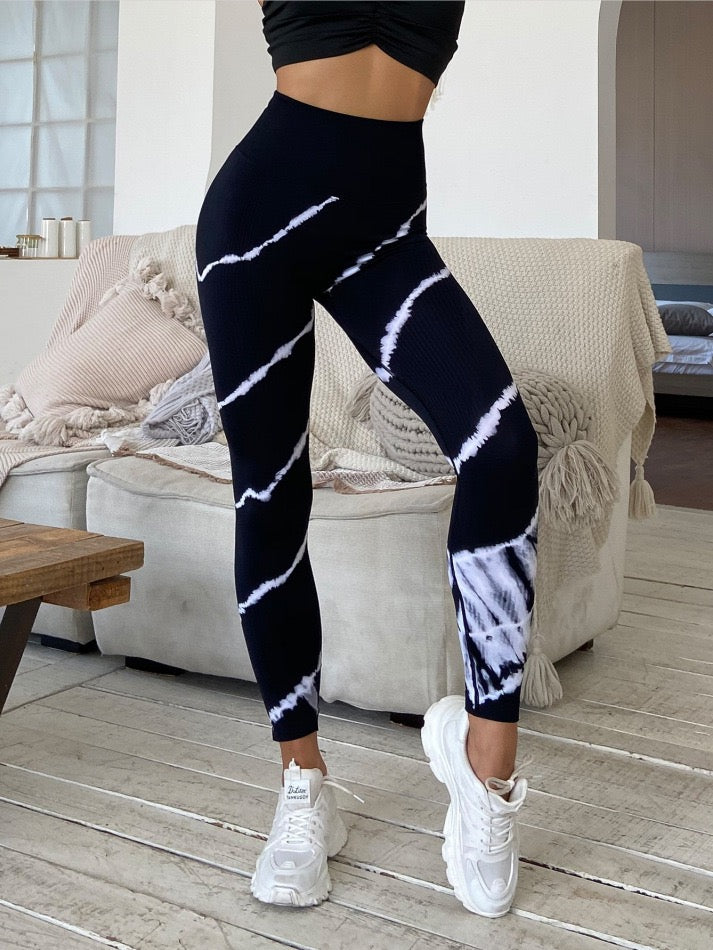 Tie-Dye Striped Yoga Pants for Women High Waist Hip-Lifting