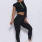 2pcs Fitness Yoga Set Sports Suit Half Zip Top