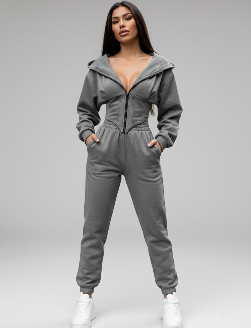 Detail Zip Up Jogger Set