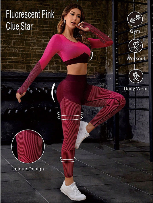 Long Sleeve Top And Long Pants Seamless Sports Set