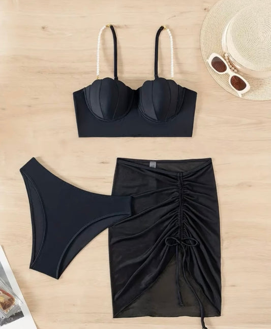 Thai Style Push-Up Sexy Hot Three-Piece Bikini Swimsuit Set