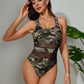 Printed Mesh One Piece Swimsuit