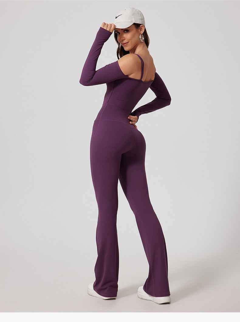 Slim-Fitting Jumpsuit For Women, Off-Shoulder Sports Wear