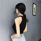Chic Retro Zipper Slim Fit High Neck Short Tank Top