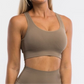 Brown Women Seamless Hollow Crop Top Bra Fitness