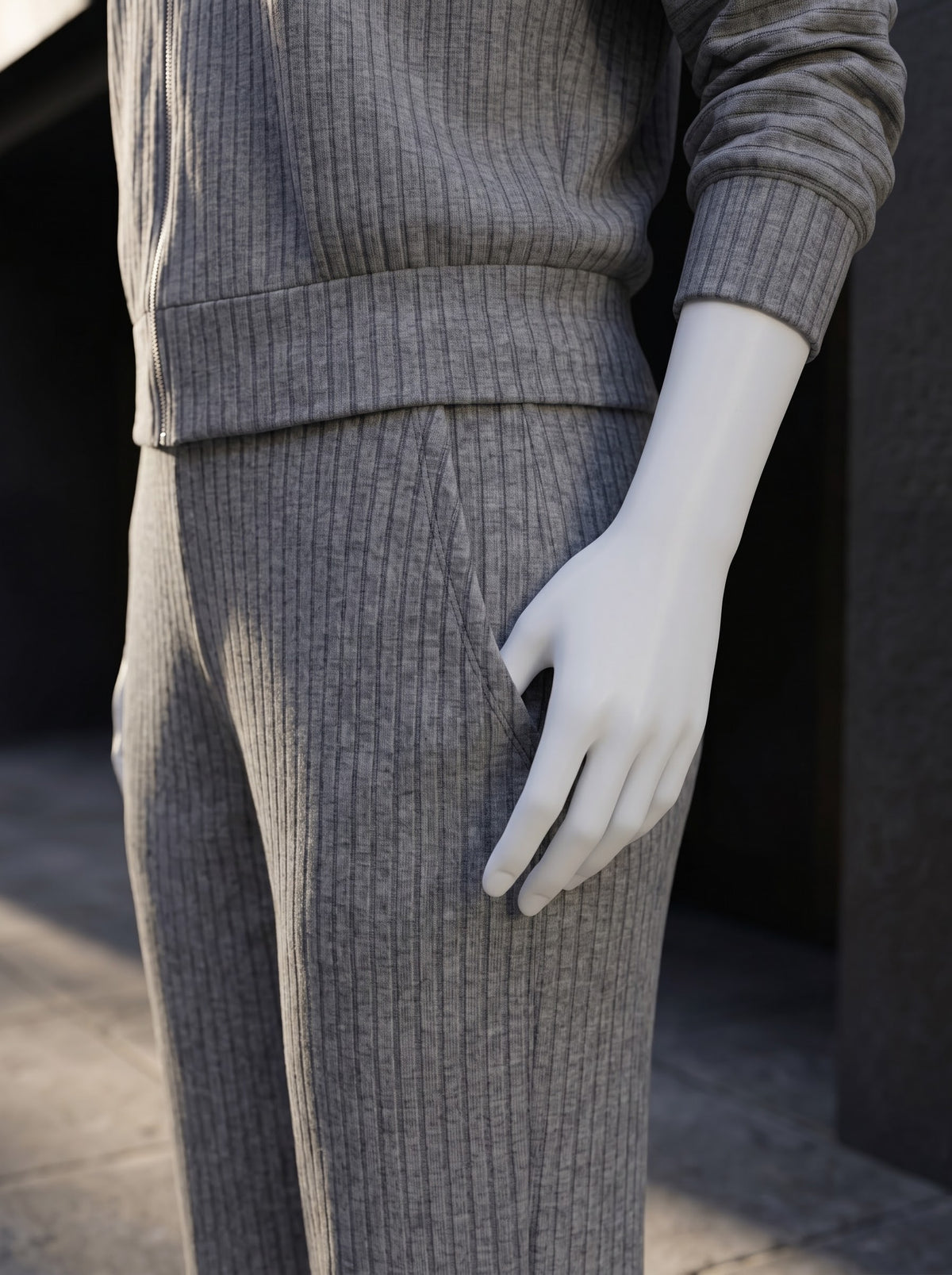 Ribbed Zip Tracksuit Set