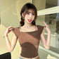 Casual Open Shoulder Short Sleeve Tunic Blouse For Women