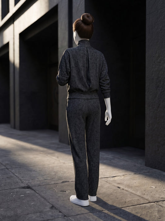 Ribbed Zip Tracksuit Set