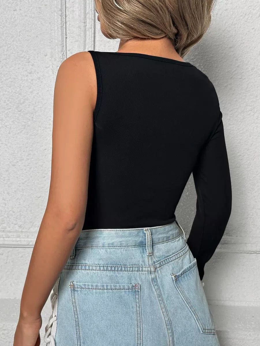 Asymmetric Cutout Sleeve Top