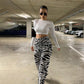 Zebra Print Pants For Women High Waist Wide Leg Long Trousers Fashion