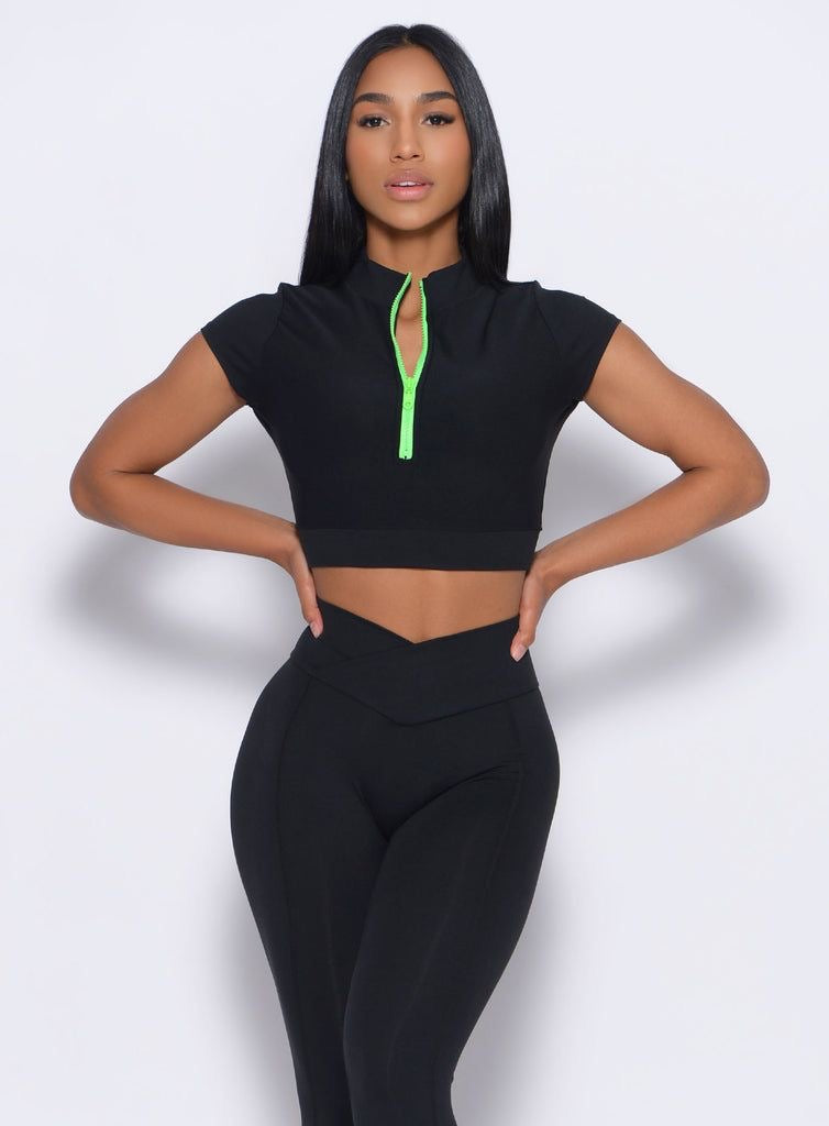 2pcs Fitness Yoga Set Sports Suit Half Zip Top