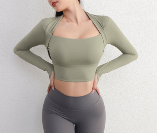 Yoga Activewear Long-Sleeve Crop-Top