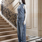 Asymmetric Button Denim Set