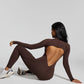 Full Body Jumpsuit Backless Exposed Seam Details.