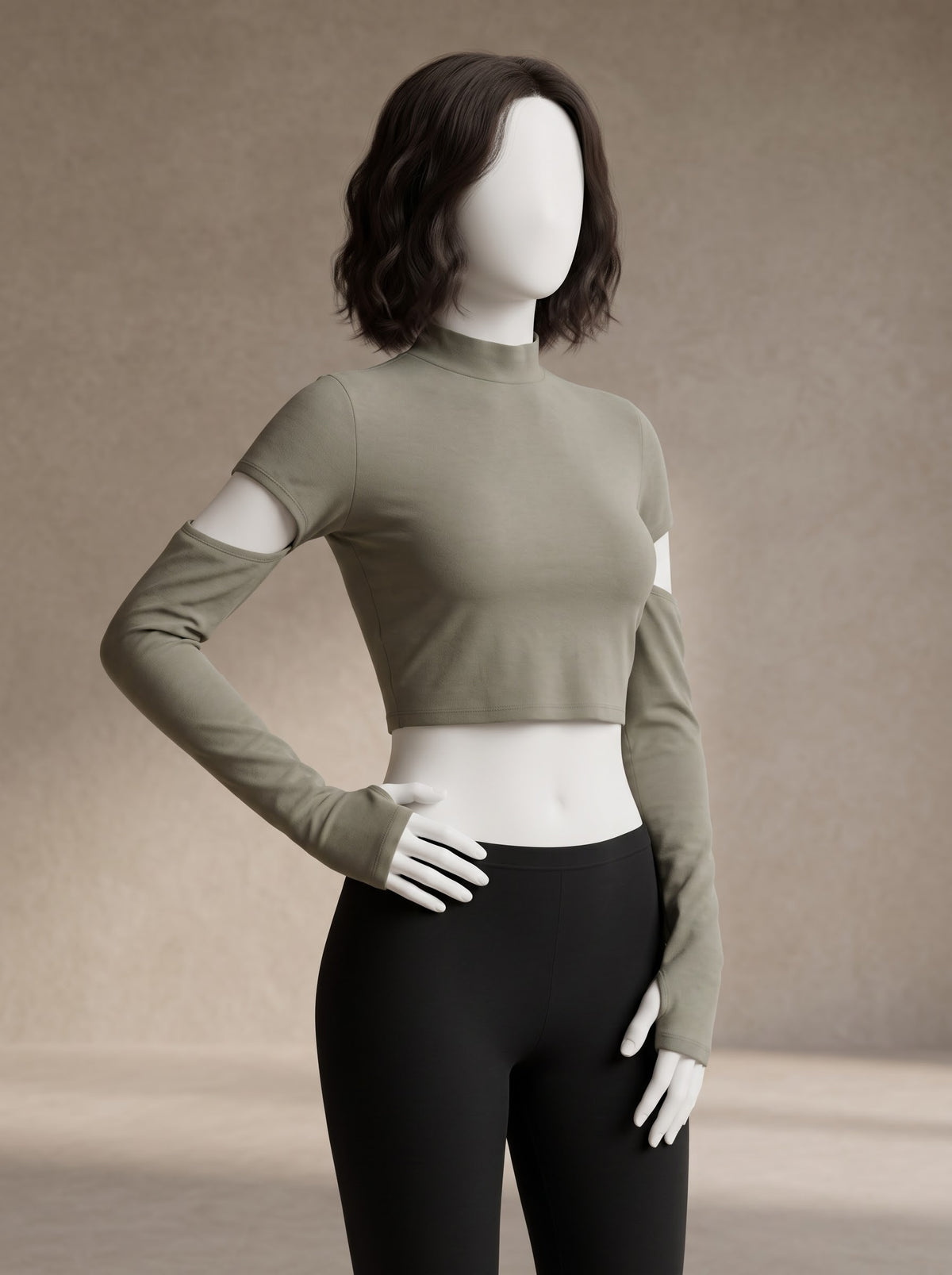 Cutout Sleeve Crop Top