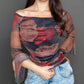Elegant Mesh Long Sleeves Top.