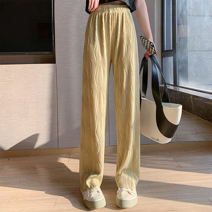 ripple wide-leg pants for women 2024 spring and summer ins trend celebrity design straight-leg pants to wear casual floor-length pants