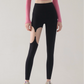 Contrast Solid Skinny Leggings, Elegant High Waist