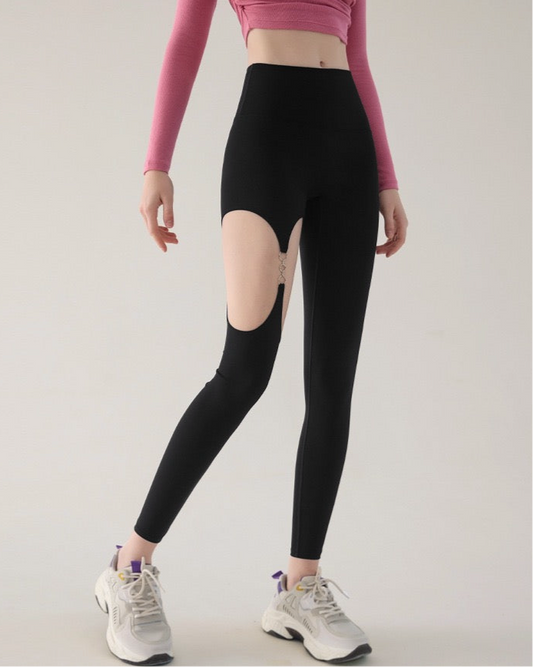 Contrast Solid Skinny Leggings, Elegant High Waist
