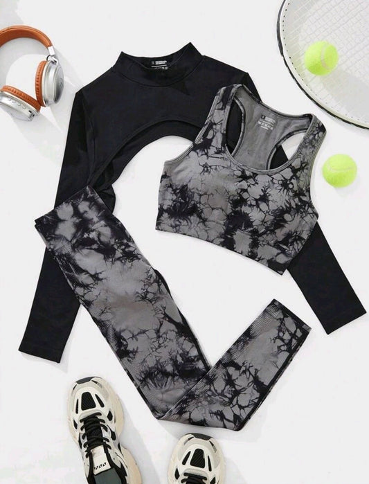 3Pcs Tie Dye Set Workout Clothes