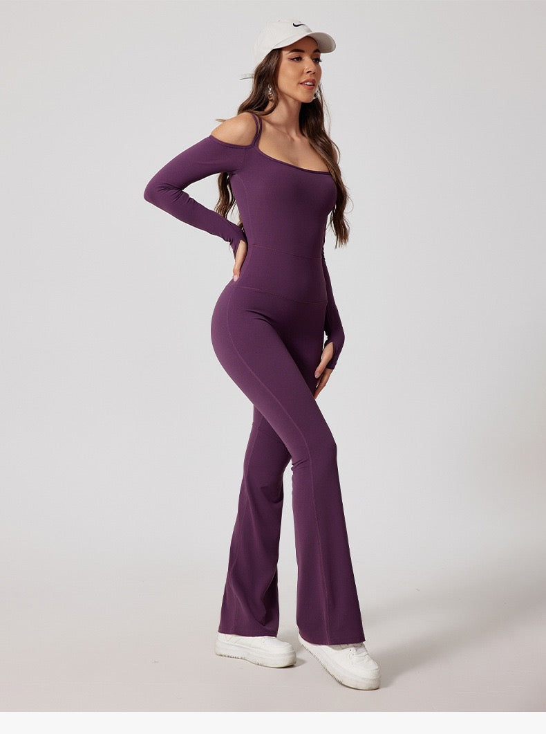 Slim-Fitting Jumpsuit For Women, Off-Shoulder Sports Wear