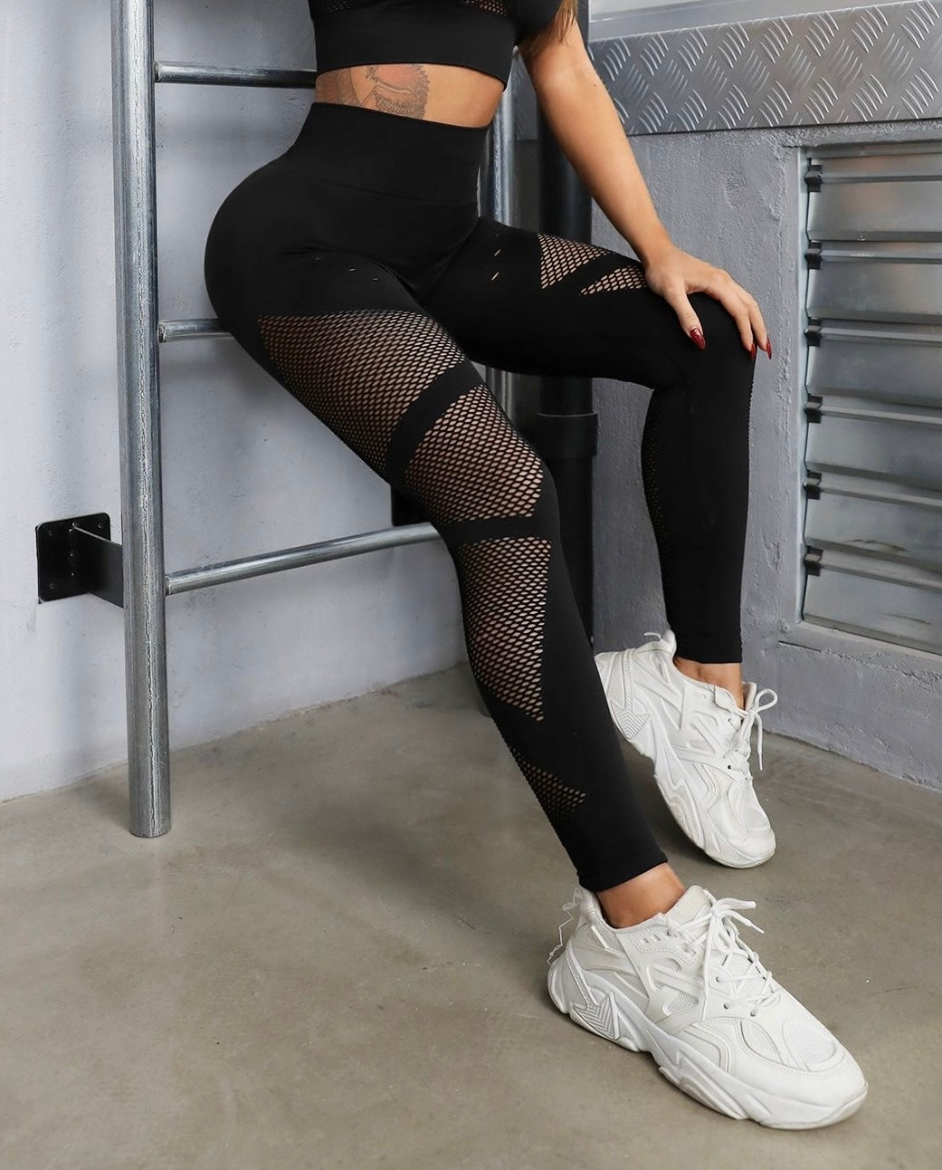 Seamless High Waist Hollow Quick-Dry Stretch Mesh