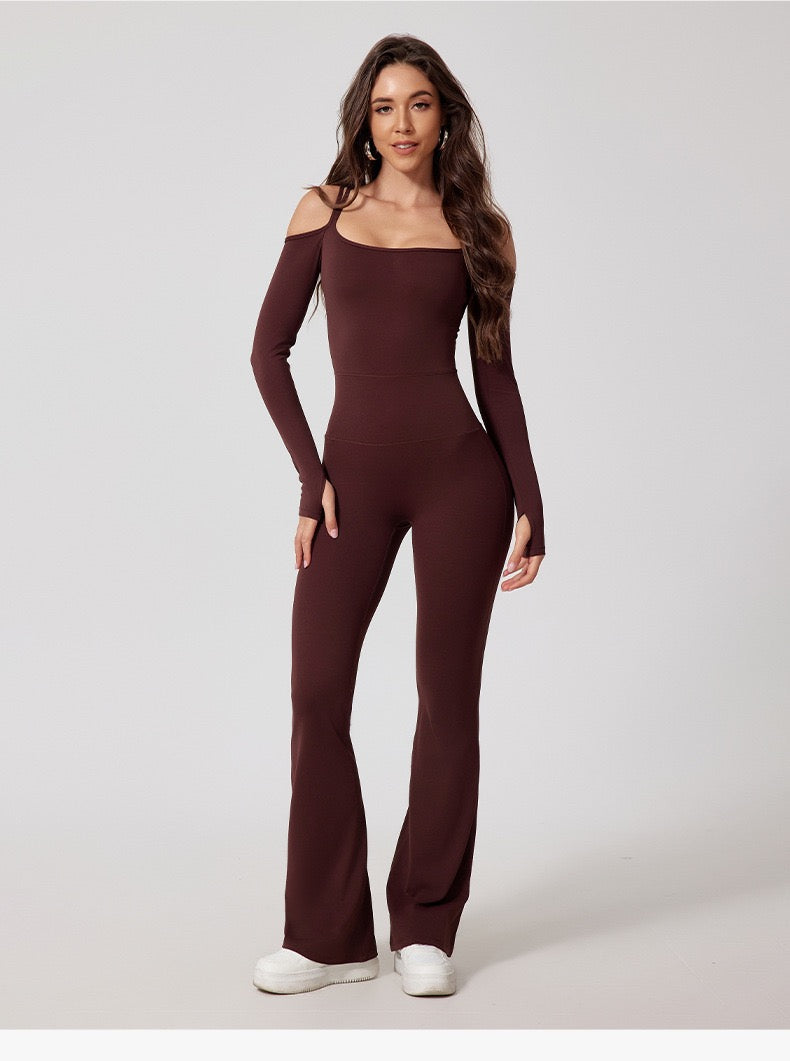 Slim-Fitting Jumpsuit For Women, Off-Shoulder Sports Wear