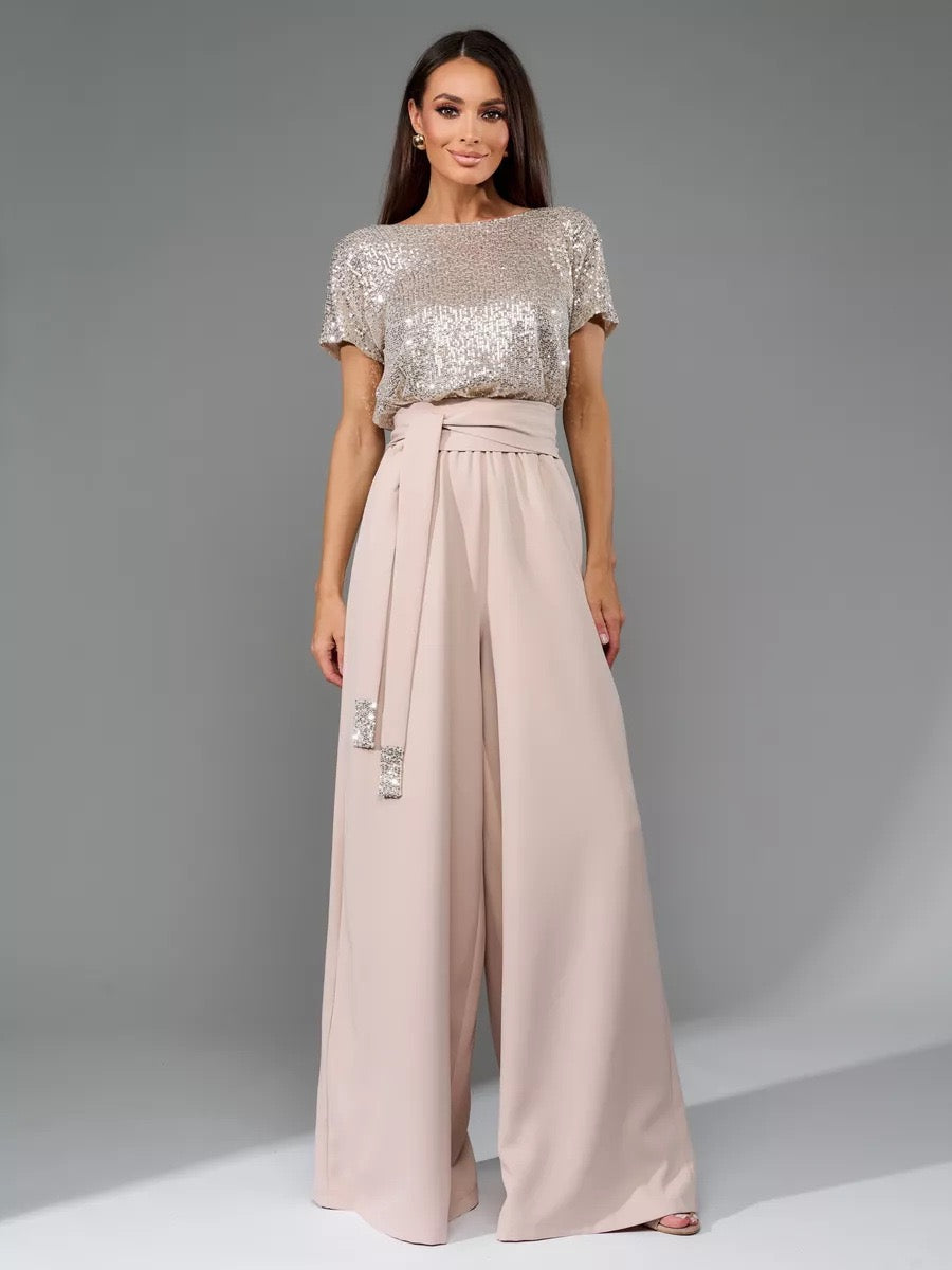 Collared Belted Wide Jumpsuit