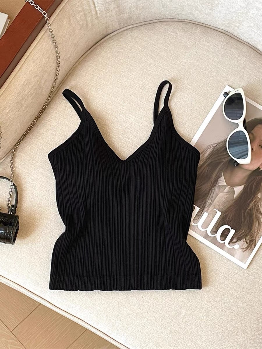 Ribbed Knitted V-neck Camisole