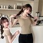 Casual Open Shoulder Short Sleeve Tunic Blouse For Women