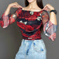 Elegant Mesh Long Sleeves Top.