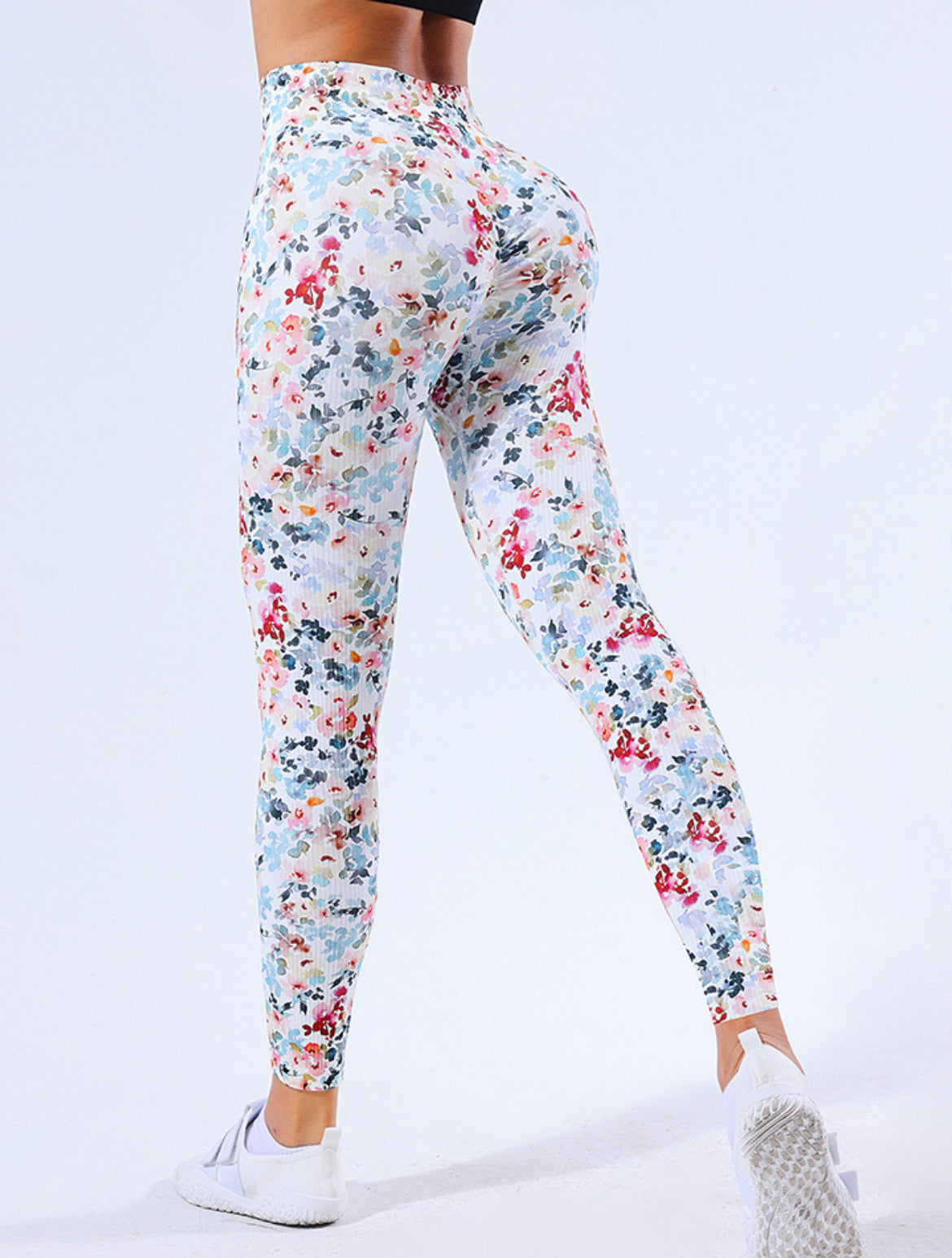 Floral Print Wideband Waist Sports Leggings