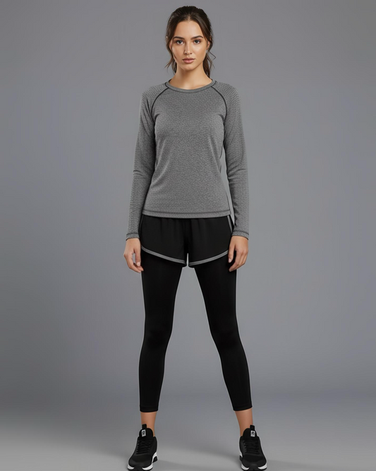 yoga wear long-sleeved two-piece set for women nylon.