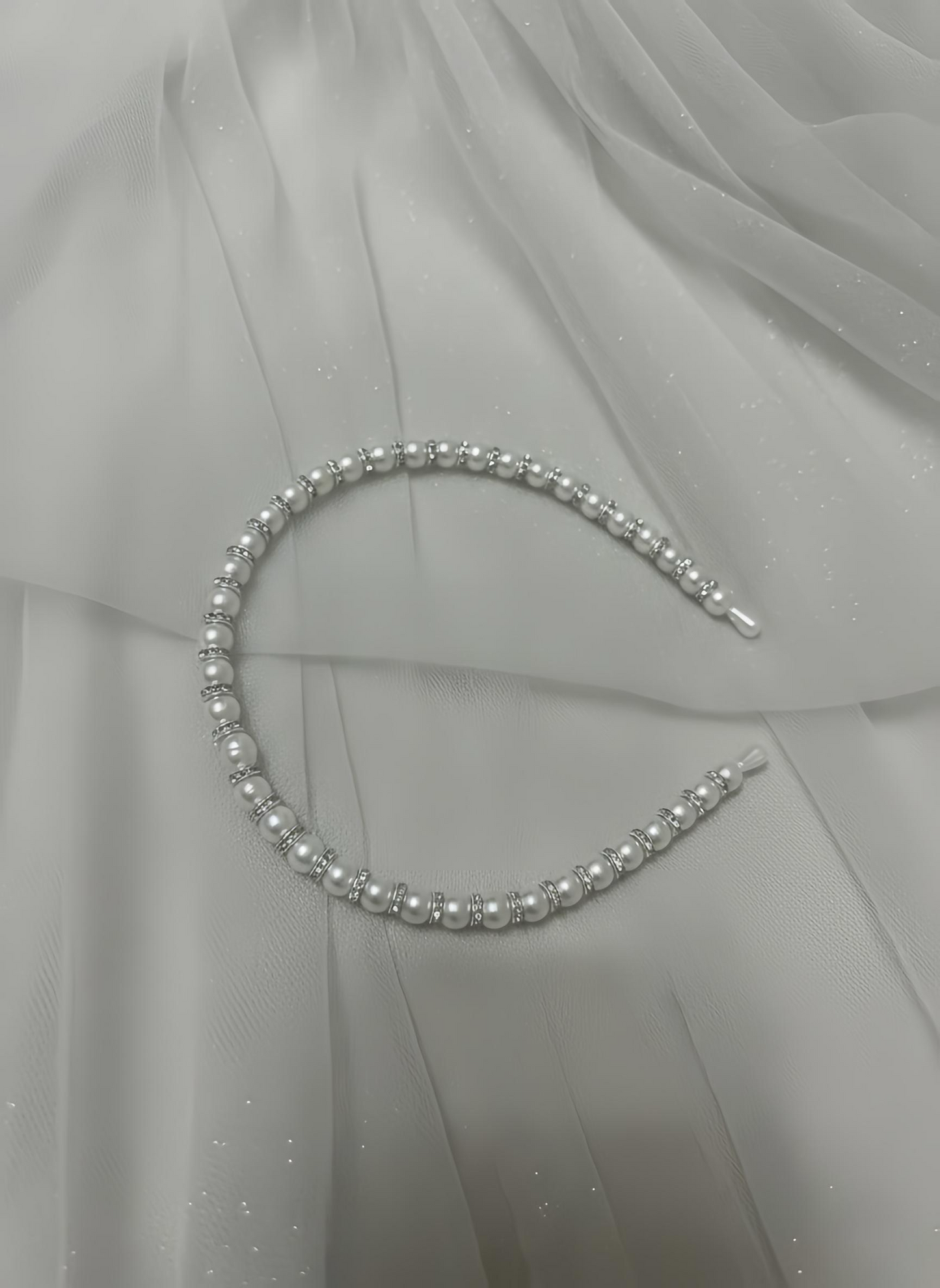 Crystal Spaced Pearl Headband