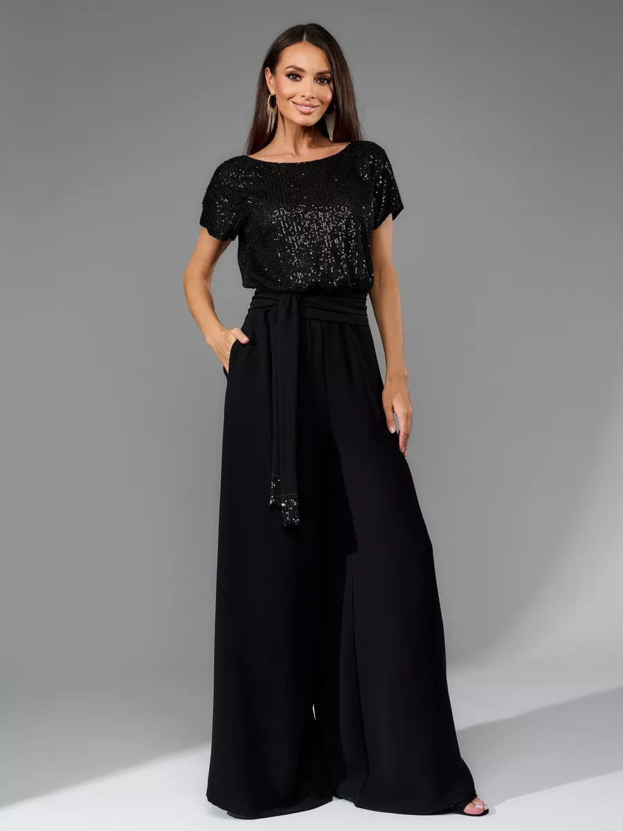 Collared Belted Wide Jumpsuit