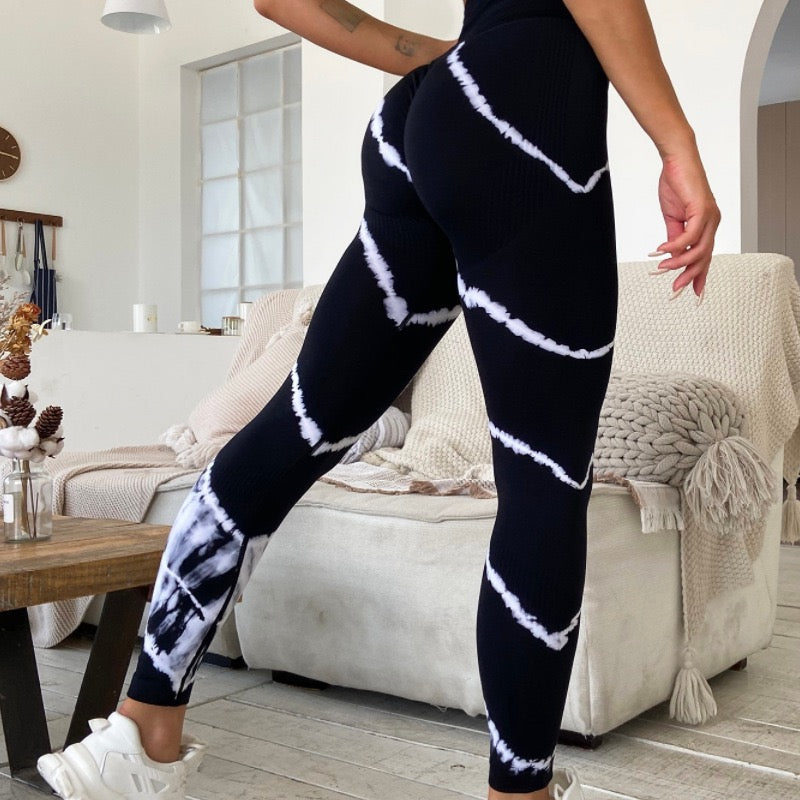 Tie-Dye Striped Yoga Pants for Women High Waist Hip-Lifting