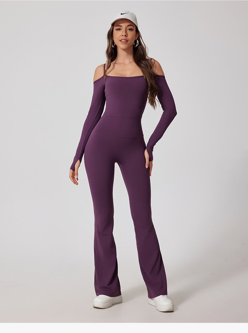 Slim-Fitting Jumpsuit For Women, Off-Shoulder Sports Wear