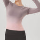 Gradient Yoga Top for Women – Quick-Dry Long Sleeve