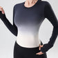 Gradient Yoga Top for Women – Quick-Dry Long Sleeve