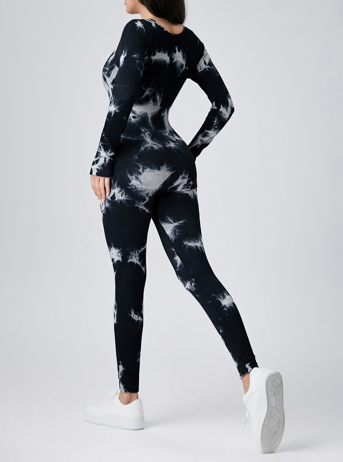 Tie-Dye Scoop Neck  Long Sleeve Jumpsuit