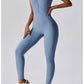 Women's Solid Color Front Zipper Jumpsuit